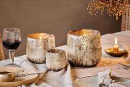 nkuku Nimit Recycled Glass Tealight - Candles Holders & Lanterns - Medium - Antique Gold