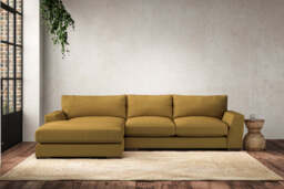 nkuku Guddu Left Hand Chaise Sofa - Make To Order - Medium - Recycled Cotton Ochre