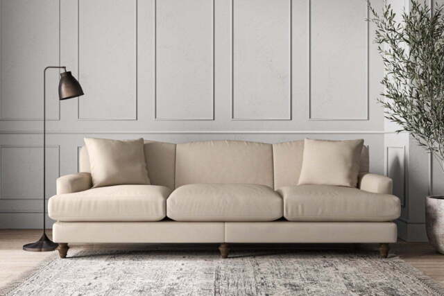 nkuku Deni Sofa - Make To Order - Super Grand - Recycled Cotton Natural