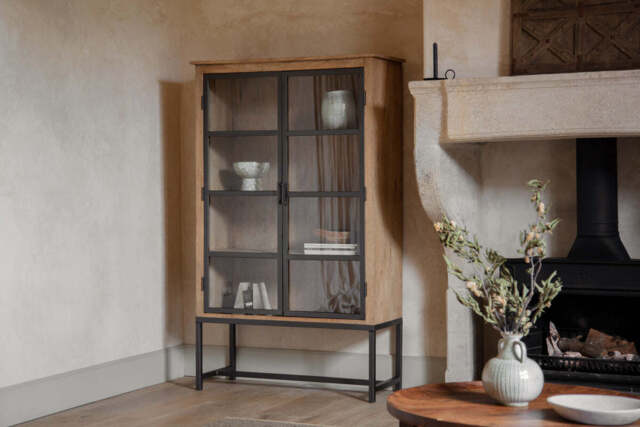 nkuku Nirvi Wood & Iron Cabinet - Storage Furniture - One Size - Black
