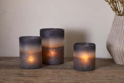 nkuku Etti Tealight Holders - Candles Holders & Lanterns - Small - Navy & Smoke