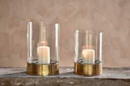nkuku Rajura Hurricane Lantern - Candles Holders & Lanterns - Small - Brass