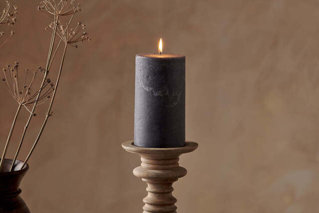 nkuku Rustic Soy Blend Pillar Candle - Candles & Home Fragrance - Large - Charcoal