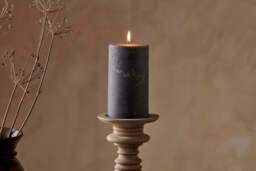nkuku Rustic Soy Blend Pillar Candle - Candles & Home Fragrance - Large - Charcoal