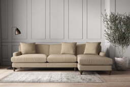 nkuku Deni Right Hand Chaise Sofa - Make To Order - Grand - Brera Linen Pebble