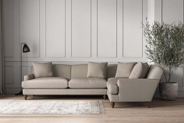 nkuku Deni Right Hand Corner Sofa - Make To Order - Grand - Recycled Cotton Flax