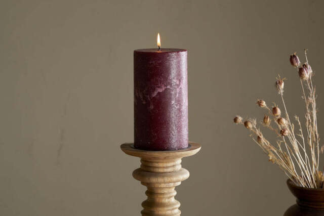nkuku Rustic Soy Blend Pillar Candle - Candles & Home Fragrance - Large - Dark Cherry