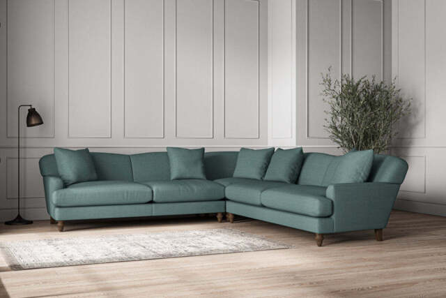 nkuku Deni Corner Sofa - Make To Order - Grand - Recycled Cotton Airforce