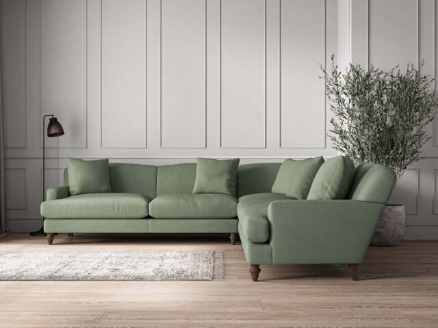 nkuku Deni Corner Sofa - Make To Order - Grand - Brera Linen Jade