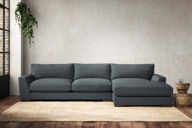 nkuku Guddu Right Hand Chaise Sofa - Make To Order - Large - Brera Linen Dusk