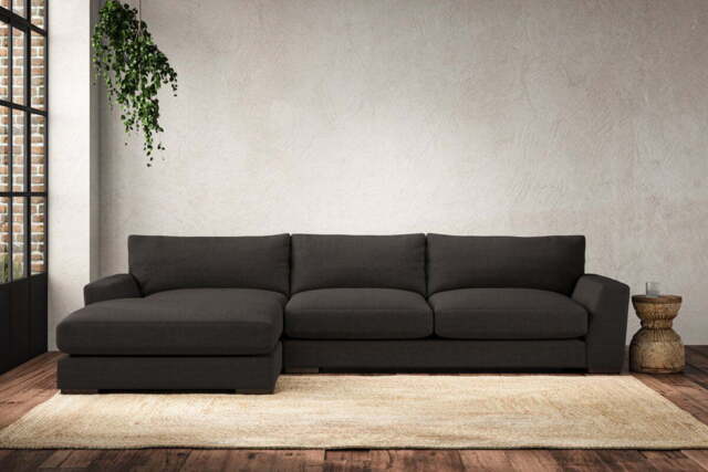 nkuku Guddu Left Hand Chaise Sofa - Make To Order - Large - Brera Linen Espresso