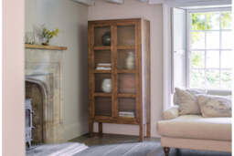 nkuku Mendani Mango Wood & Fluted Glass Cabinet - Storage Furniture - One Size - Walnut