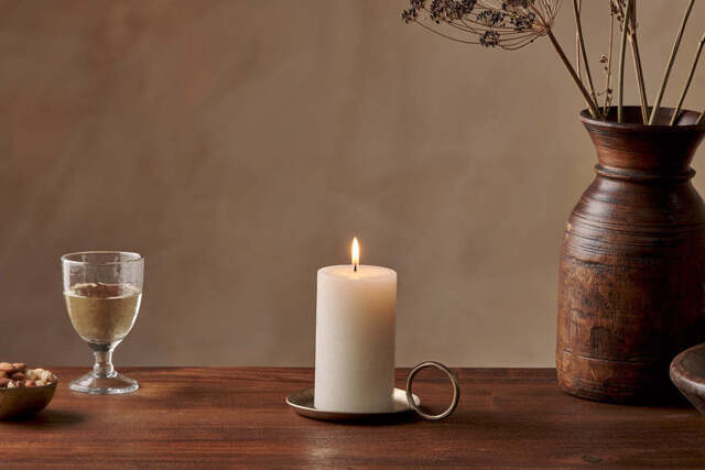 nkuku Rustic Soy Blend Pillar Candle - Candles & Home Fragrance - Small - White