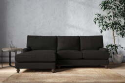 nkuku Marri Large Left Hand Chaise Sofa - Make To Order - Brera Linen Charcoal - Recycled Cotton Flax