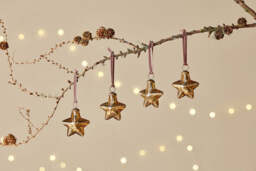 nkuku Sardi Star Baubles Set Of 4 - Christmas Decorations - Gold