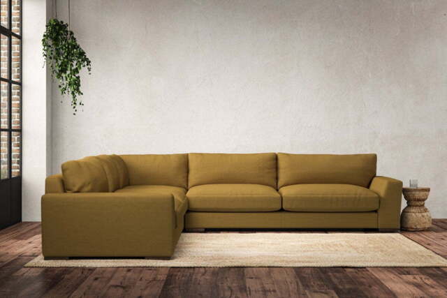 nkuku Guddu Left Hand Corner Sofa - Make To Order - Grand - Recycled Cotton Ochre