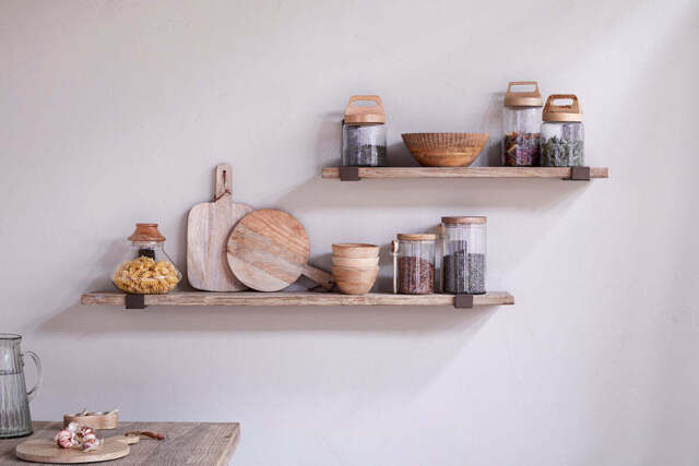 nkuku Ibo Reclaimed Wood & Iron Shelf - Storage Furniture - Large - Natural