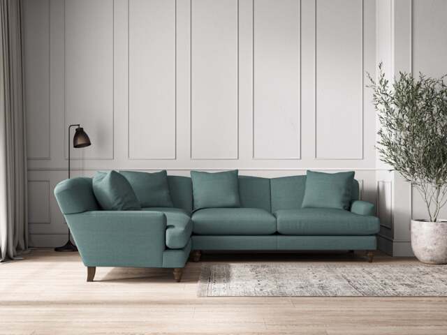 nkuku Deni Left Hand Corner Sofa - Make To Order - Large - Recycled Cotton Airforce