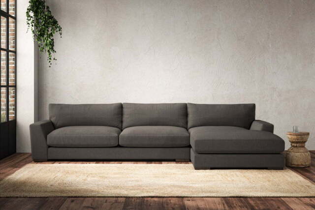 nkuku Guddu Right Hand Chaise Sofa - Make To Order - Grand - Brera Linen Granite