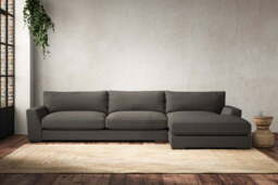 nkuku Guddu Right Hand Chaise Sofa - Make To Order - Grand - Brera Linen Granite