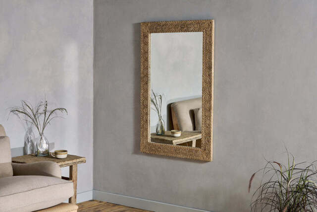 nkuku Tannir Mango Wood Carved Mirror - Mirrors - One Size - Natural