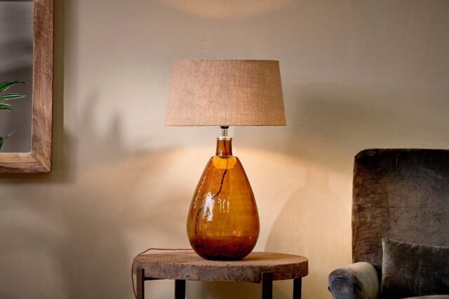 nkuku Baba Recycled Glass Lamp - Lamps - Large Tall - Burnt Amber