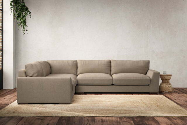 nkuku Guddu Large Left Hand Corner Sofa - Make To Order - Brera Linen Pebble - No Colour