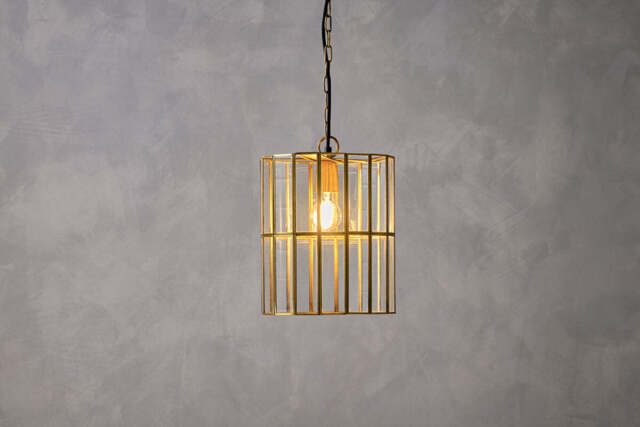 nkuku Kirindi Glass Panel Pendant - Lights - Antique Brass
