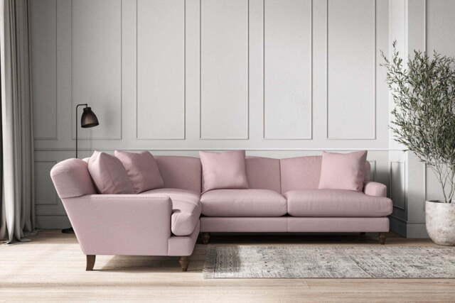 nkuku Deni Left Hand Corner Sofa - Make To Order - Super Grand - Recycled Cotton Lavender