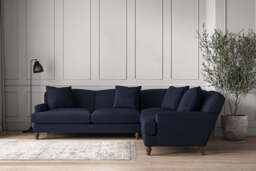 nkuku Deni Right Hand Corner Sofa - Make To Order - Super Grand - Brera Linen Indigo