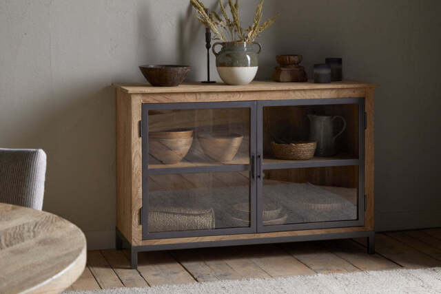nkuku Nirvi Mango Wood & Iron Sideboard - Storage Furniture - One Size - Black