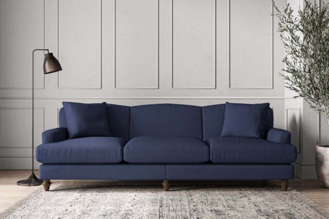 nkuku Deni Sofa - Make To Order - Super Grand - Recycled Cotton Navy
