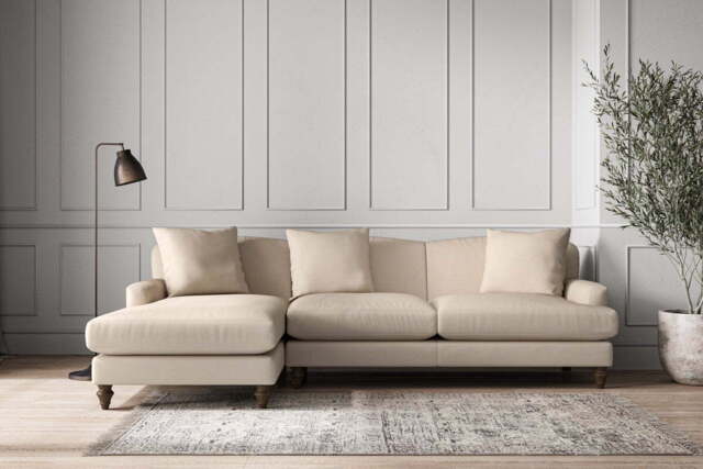 nkuku Deni Left Hand Chaise Sofa - Make To Order - Large - Recycled Cotton Natural