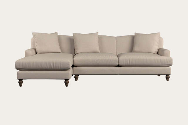 nkuku Deni Large Left Hand Chaise Sofa - Make To Order - Recycled Cotton Natural - No Colour