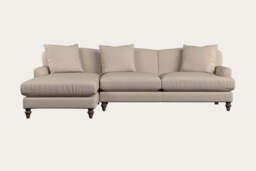 nkuku Deni Large Left Hand Chaise Sofa - Make To Order - Recycled Cotton Natural - No Colour
