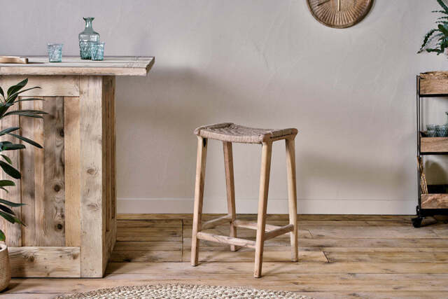 nkuku Vinay Woven Counter Dining Stool - Seating - One Size - Brown