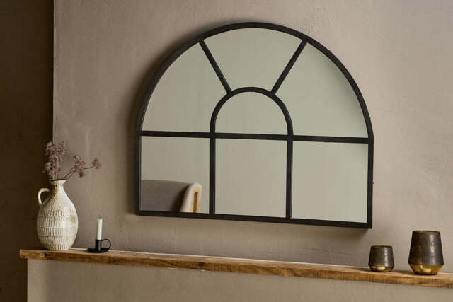 nkuku Imoma Iron Overmantle Arch Mirror - Mirrors - One Size - Black
