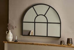 nkuku Imoma Iron Overmantle Arch Mirror - Mirrors - One Size - Black