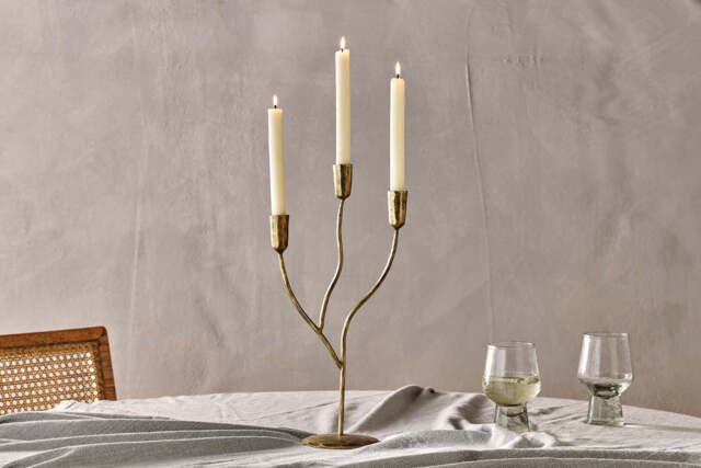 nkuku Palani Candelabra - Candles Holders & Lanterns - Small - Antique Brass