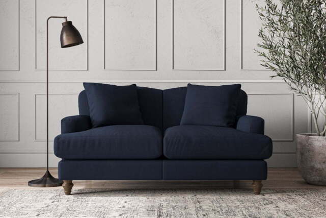 nkuku Deni Small Sofa - Make To Order - Brera Linen Indigo - Brera Linen Sage