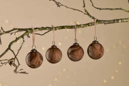 nkuku Kancha Baubles Set Of 4 - Christmas Decorations - Mocha