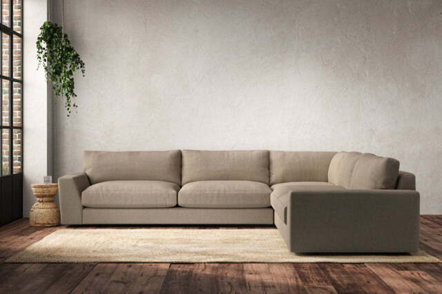 nkuku Guddu Right Hand Corner Sofa - Make To Order - Grand - Brera Linen Pebble