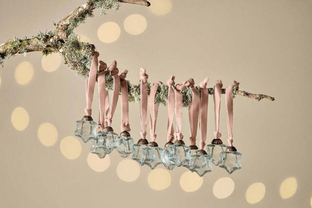 nkuku Sardi Star Baubles Set Of 12 - Christmas Decorations - Clear