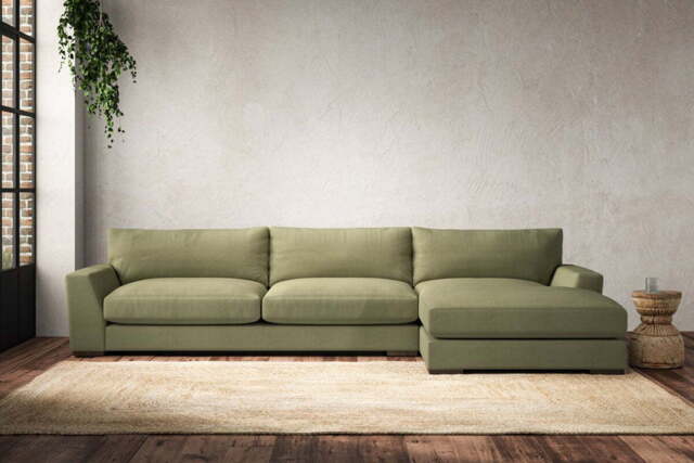 nkuku Guddu Right Hand Chaise Sofa - Make To Order - Grand - Brera Linen Sage