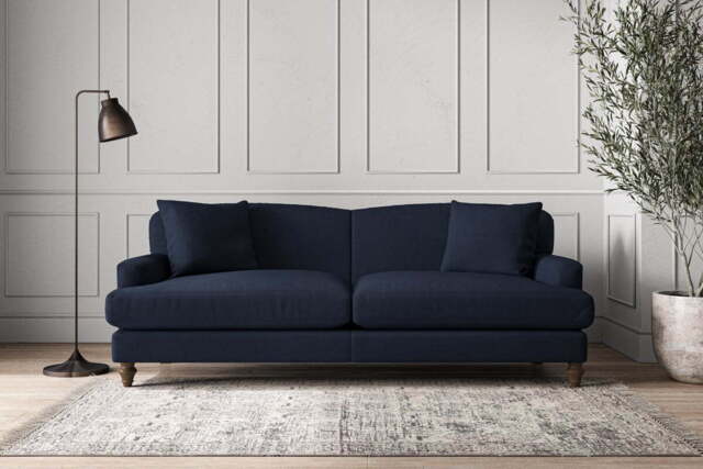 nkuku Deni Sofa - Make To Order - Grand - Brera Linen Indigo