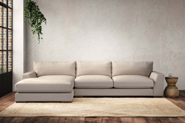 nkuku Guddu Left Hand Chaise Sofa - Make To Order - Large - Recycled Cotton Natural
