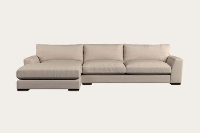 nkuku Guddu Large Left Hand Chaise Sofa - Make To Order - Recycled Cotton Natural - No Colour