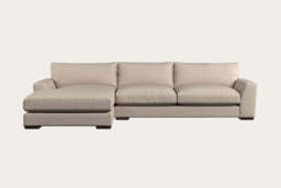 nkuku Guddu Large Left Hand Chaise Sofa - Make To Order - Recycled Cotton Natural - No Colour