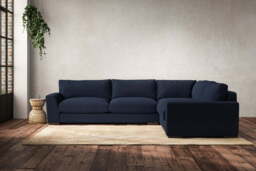 nkuku Guddu Large Right Hand Corner Sofa - Make To Order - Brera Linen Indigo - No Colour