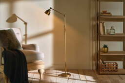 nkuku Chapda Task Floor Lamp - Lamps - One Size - Antiqued Brass